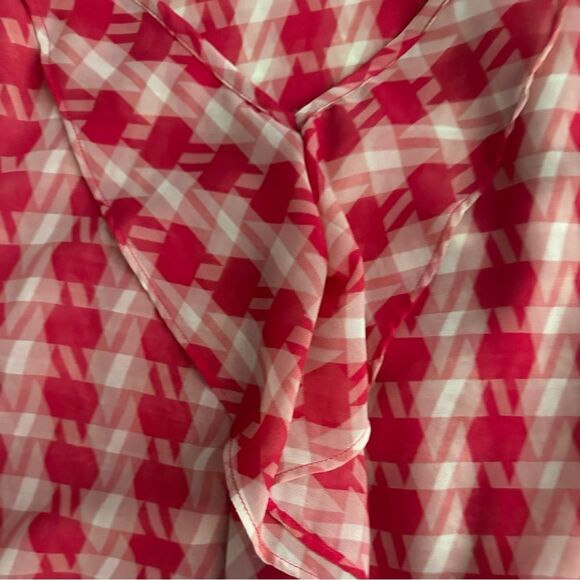 CAbi Amour, Red and White Ruffled Tank Top. - Picture 4 of 7